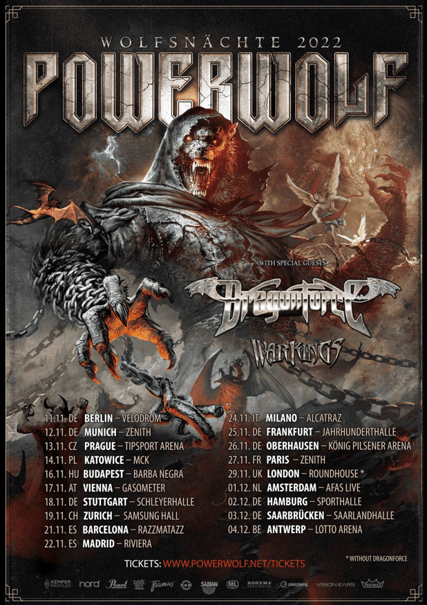 Powerwolf Dragonforce Warkings 2022 live